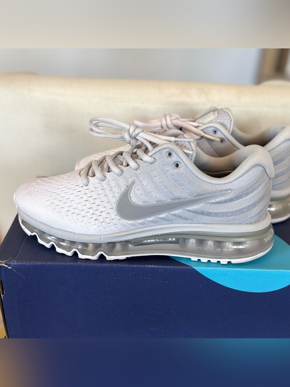Nike Air Max 2017 Running Sneakers Pure Platinum 849559-009 Womens 9 Mens 7.5